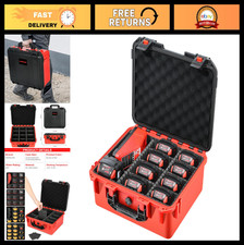 Waterproof Hard Case for M12 M18 Batteries  Charger - 9 Dividers, Tool Storage