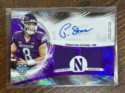2025 Bowman Best U Preston Stone Player Worn Dual Patch Auto Purple 61/75