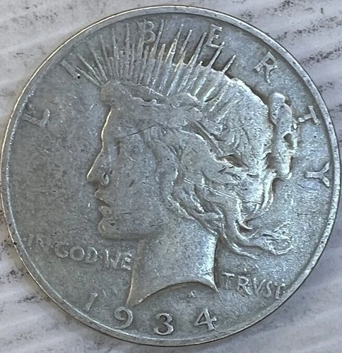 1934D Silver Peace Dollar Uncertified Very Fine Circulated Condition