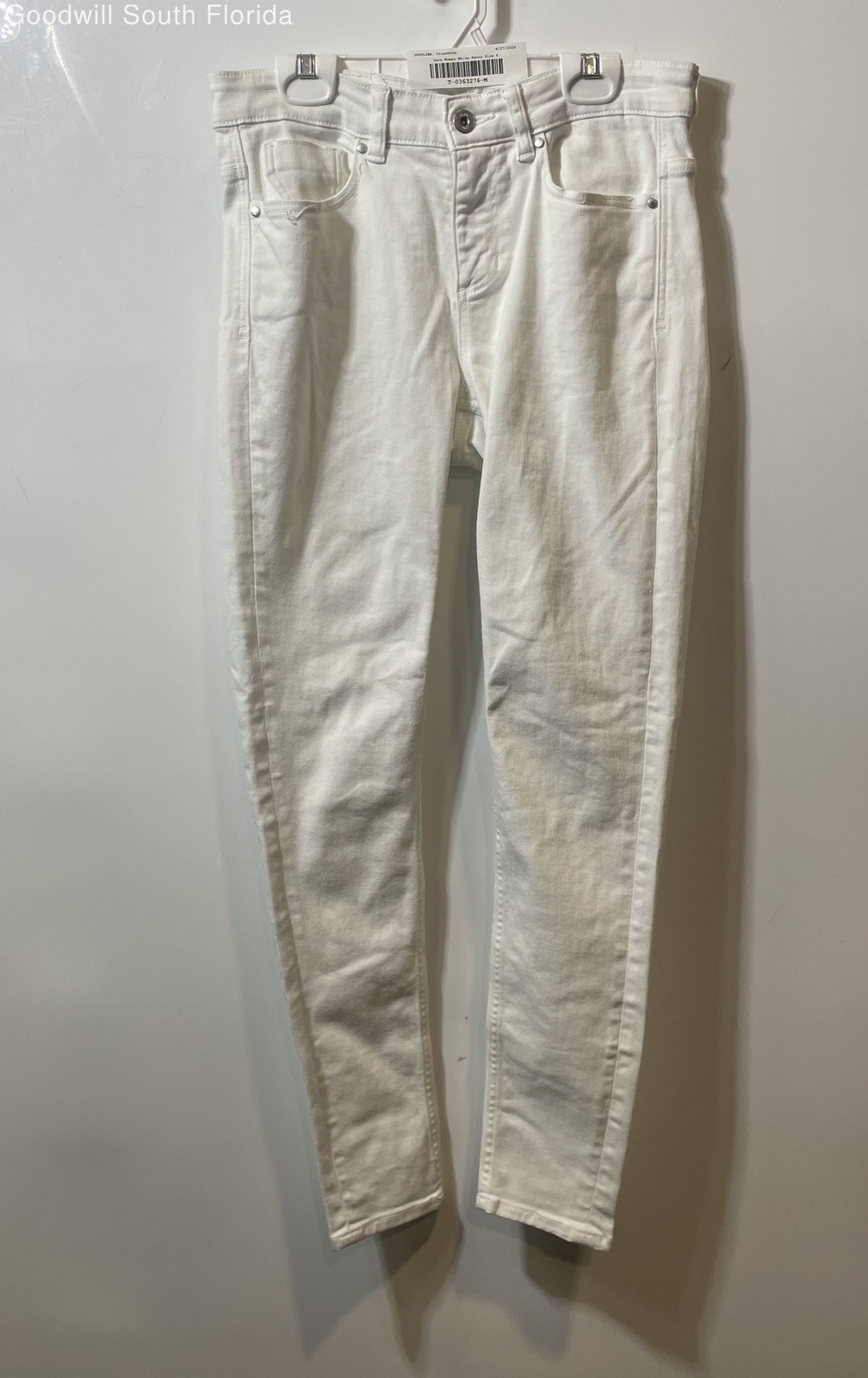 Zara Womens White Denim Light Wash Stretch Pockets Skinny Leg Jeans Size 6