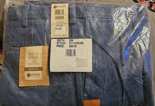 NWT Haggar Work To Weekend Classic Fit Comfort Waist Denim Pants Pleated Mens 40 - Bild 2 von 7