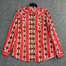 Vintage Wrangler Salinas Aztec Rodeo Western Shirt Pearl Snap Womens XL