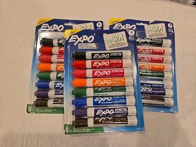 EXPO Dry Erase Markers 8 Ct Per Package, Chisel Tip, Assorted Colors, 3 Packs
