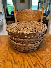 Set of 3 vintage wicker woven baskets