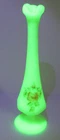 Vintage Fenton Art Glass Swung Bud Vase Roses on Custard 8 3/8" Tall GLOWS