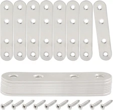 16 Pcs 3 Inch Straight Bracket, Stainless Steel Flat Mending Brace, Silver Conne