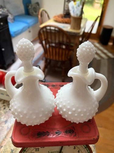 VTG Avon Hobnail Cruet Pitcher Milk Glass 4”