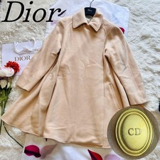 Christian Dior Long Coat L 92cm Orange Cashmere Blend A-Line Vintage