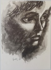 Renato Guttuso - Viso femminile - Fotolito 1960