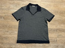 Marine Layer Mens Liam Sweater Polo Short Sleeve Knit Cotton Wool Blend XL Navy