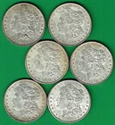 6 MORGAN .9000 SILVER DOLLARS, UPPER TIER GRADES; 1879-1885-1889-1896(2)-1902-0