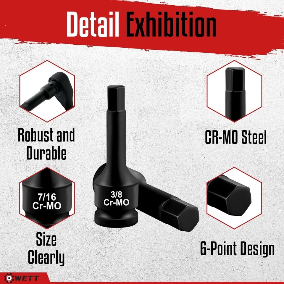 1/2" Drive Master Impact Hex Bit Set, 20 Piece Hex Driver Socket Set, Allen Bit - Image 3 of 4