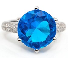 3CT Blue Topaz  White Topaz 925 Solid Sterling Silver Ring Sz 6 IB2-5