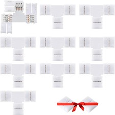 JACKYLED T Shape 4-Pin 8mm LED Connectors Total 42Pcs, 4 Pin 8mm, White