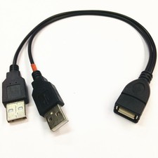 USB 2.0 A Female Plug To Dual USB A Male Jack Y Splitter Hub Adapter Cable 25cm