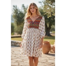 Umgee boho tribal stripe Fall Festival over sized Boho dress size S