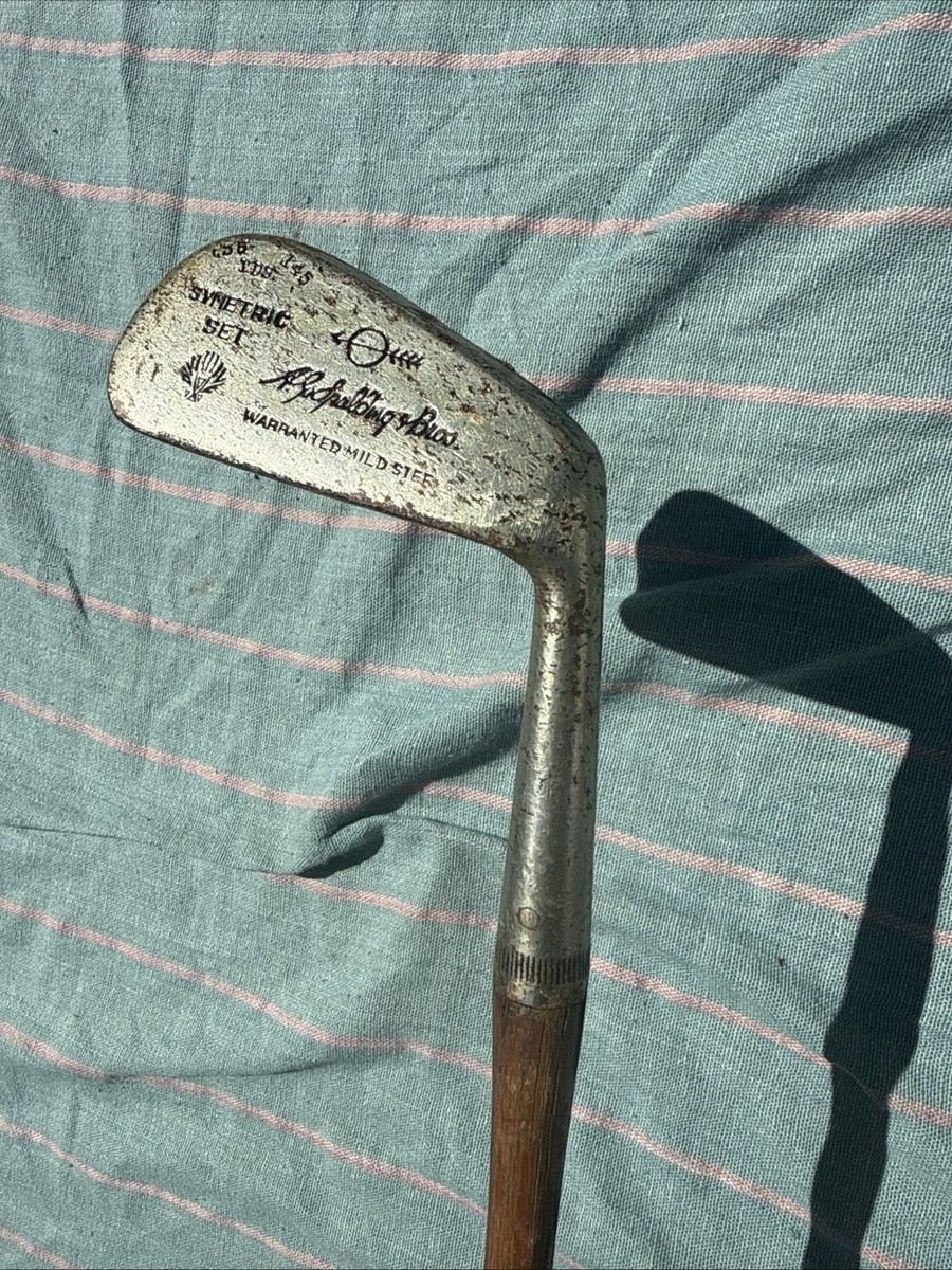 Antique A.G. Spalding & Bros Hickory Shaft Golf Club Symetric Set
