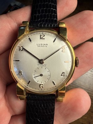 Lusina Geneve Vintage Uhr Calatrava Fancy Lugs Oversize 36mm 