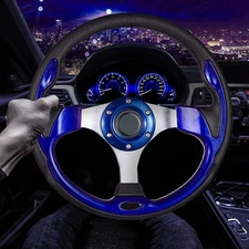 AU Purplish-Blue Aluminum PU Racing Car Steering Wheel PVC Drifting Wheel