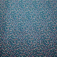 Small Print Pink Flowers on Dark Blue Peter Pan Calico Cotton Fabric 1 1/8 Yards