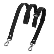 0.7" Genuine Leather Purse Strap for Bag Black, Black Buckle 