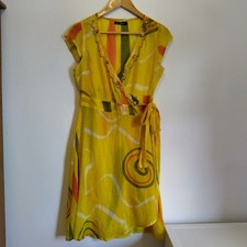Joe Browns Wrap Dress Size 10 Sunshine Yellow Sequins Summer Boho Festival
