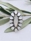 VTG Sterling 925 Solid Silver Large Mother Of Pearl Blossom Ring 11.5sz Signed