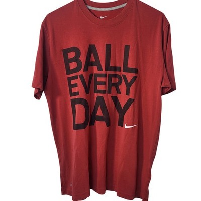Nike Mens Dri-FIT ''Ball Every Day'' Graphic T-Shirt Red Basketball Swoosh Size M