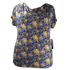 NWT Jonathan Martin Multi-Color Plus Size 2X Top Blouse Draped Neck Stretch