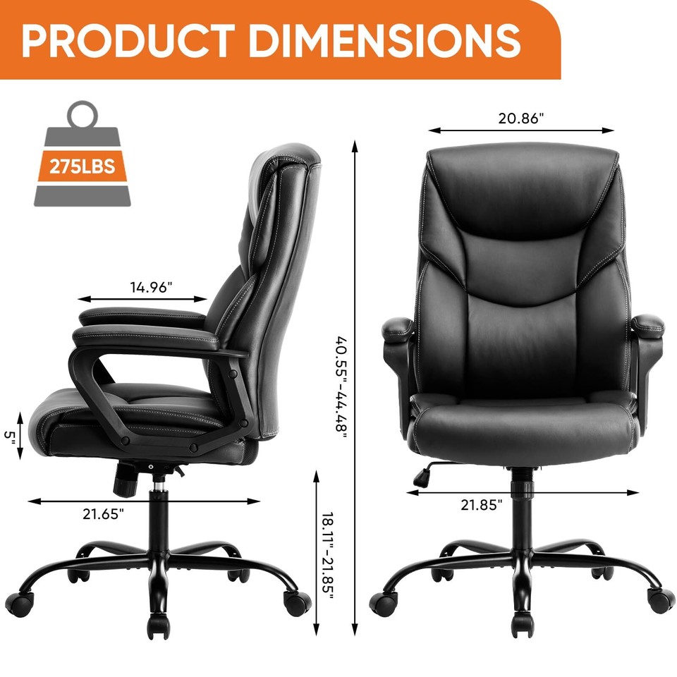 Home Office Chair, Leather Computer Gaming Chair with Armrests