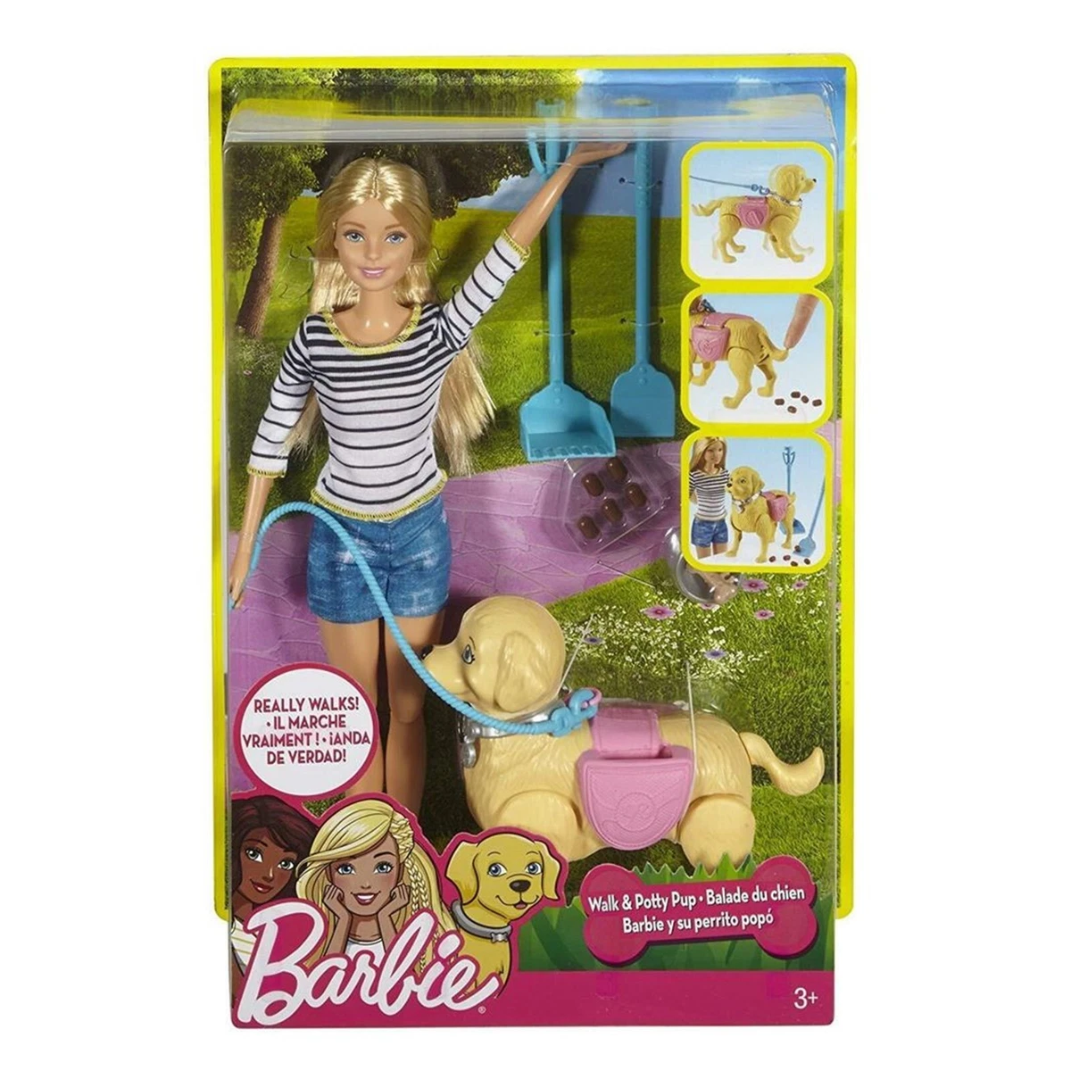 Jeu Poupée Barbie À Marche Avec Chien Chiot Jouet pour Petite