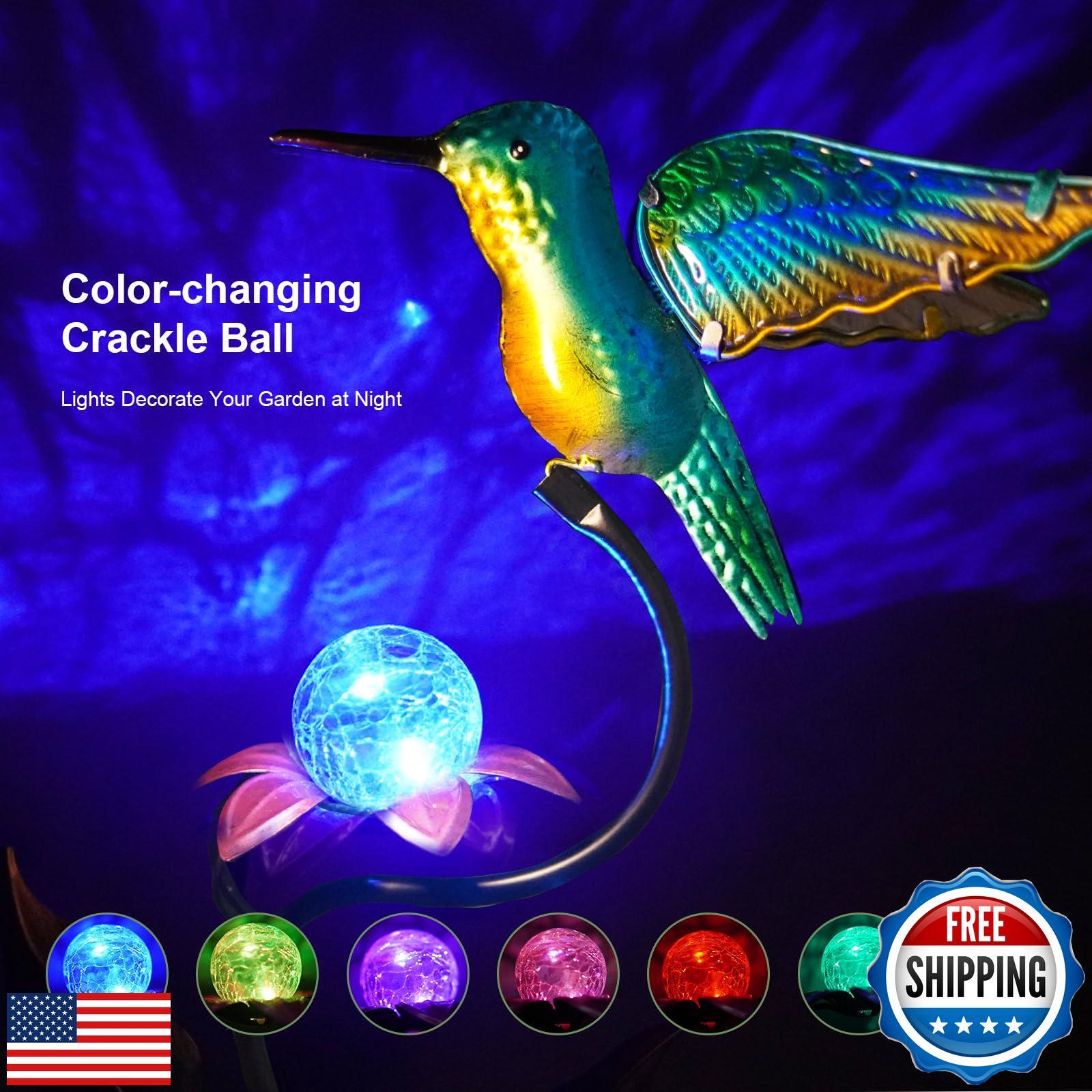 HONGLAND Outdoor Solar Lights for Garden Decor - 46 Inch Hummingbird Solar Li