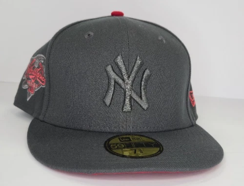 New Era 59Fifty NEW YORK YANKEES 2000 World Series Grey Red Fitted 7 3/8 CUSTOM