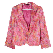 FRANK USHER fantasia blazer vintage donna D 42 rosa giacca strutturata