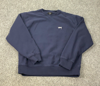 Stussy Stock Logo Crew Mens XXL Blue Sweatshirt Embroidered | eBay