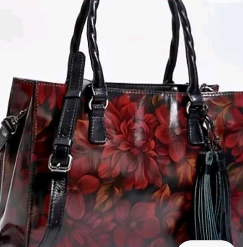 NEW Patricia Nash Leather Primrose Satchel Rustic Mums Dust Bag & Certificate - Picture 8 of 16