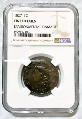 1827 Coronet Liberty Head Large Cent NGC Fine Details