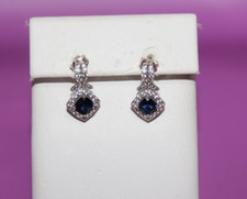 Sterling Silver Lab Created Blue/White Sapphire Drop Earrings  122GCM 
