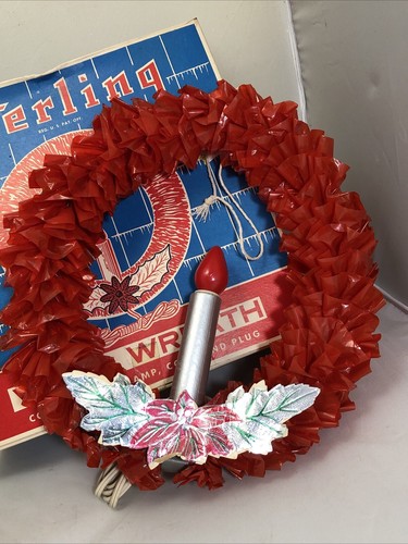 Vintage Sterling Vinyl Christmas Holiday Hanging Wreath With Box Not Working - Picture 2 of 5