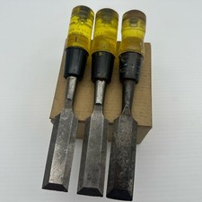 1" Buck Bros Lucite Handle Bevel Edge Bench Chisels Made In USA - Lot Of 3