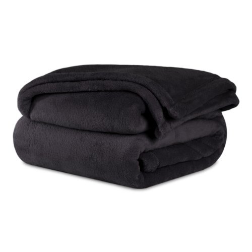 Berkshire Blanket Serasoft Oversize Throw Black Polyester Shearloft for