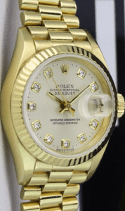 ROLEX-Ladies-18kt-GOLD-PRESIDENT-Champagne-DIAMOND-Box-amp-Papers-69178-SANT-BLANC