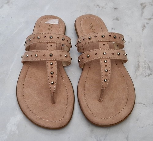 NINE WEST Keelova Pale Pink Suedette Suede Studded Womens Sandals Shoes UK 3 - Picture 9 of 12