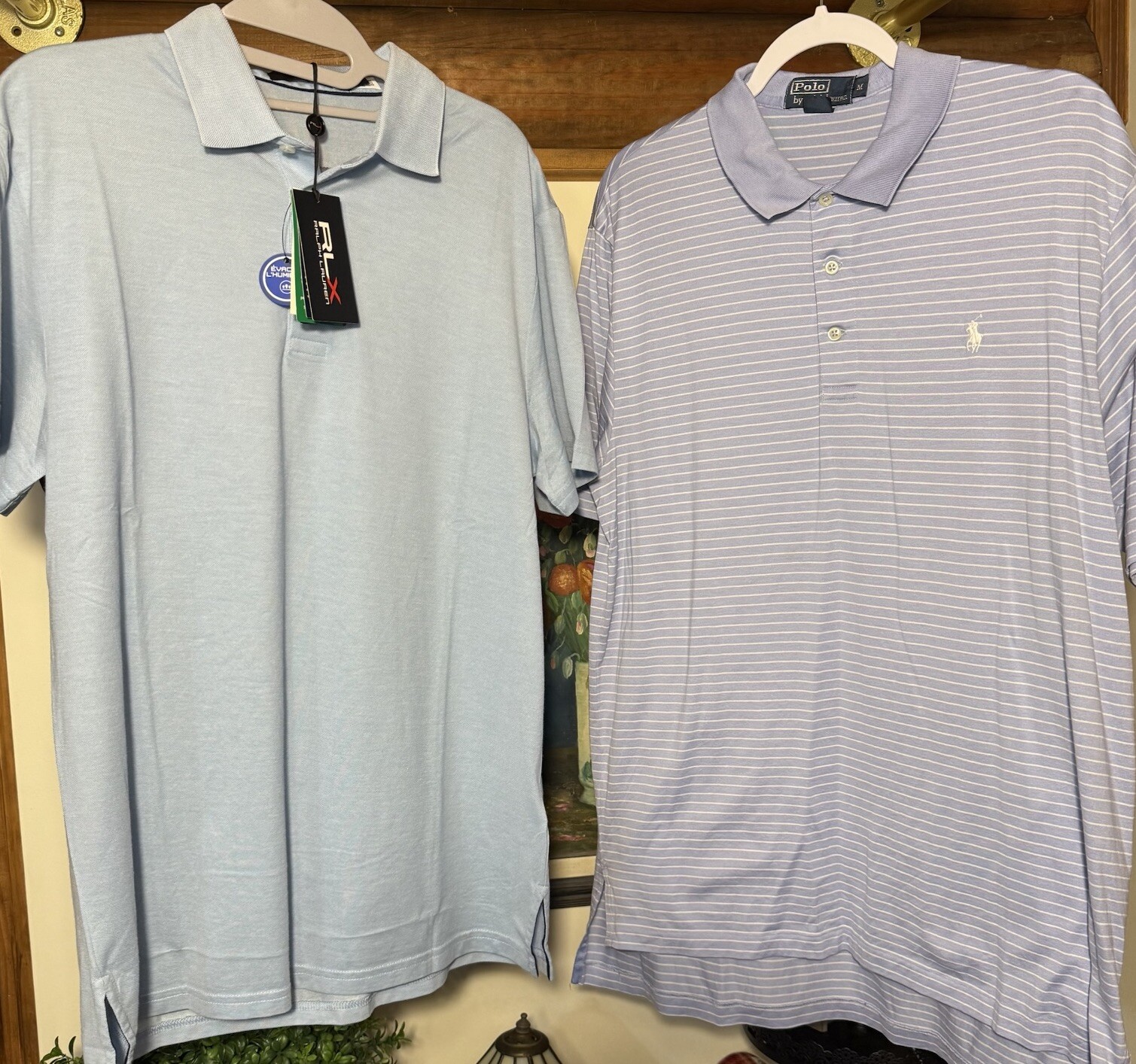 Ralph Lauren RLX NWT$110 & Polo Men’s M Shirt Blues Golf Casual Work Set Of 2