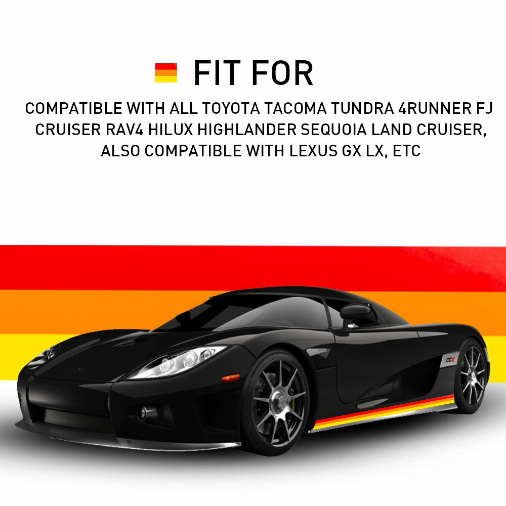 Tri-Color Side Skirt Vinyl Decal Sticker Stripe ForToyota Sequoia Land Cruiser