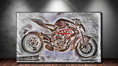 LEINWAND BILD ER XXL POP ART MV AGUSTA MOTORRAD F3 ABSTRAKT POSTER 150x90   