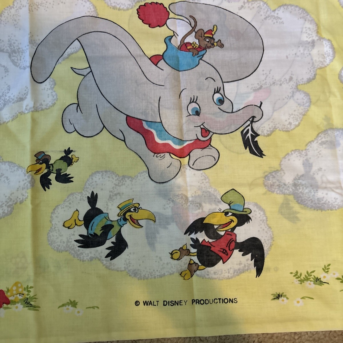 Vtg Walt Disney Dumbo Circus 1 Pillowcase And Fitted Sheet