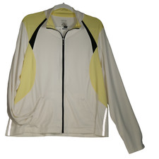 Izod Performance Jacket Womens Size XL White Yellow Full Zip Active Pockets
