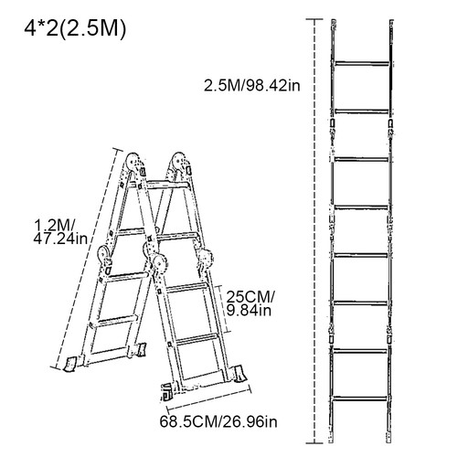 12 IN 1 Multi-Purpose Aluminium Combination Folding Ladder Foldable 4.7M Step - Picture 13 of 19