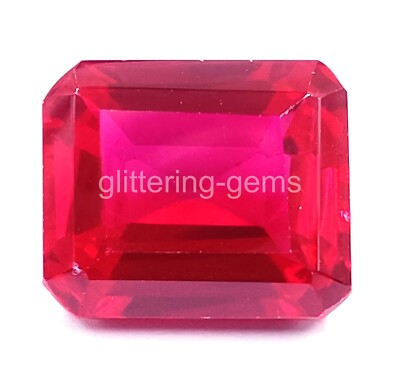 Natural Red Ruby 25.85 Ct Emerald Cut Certified Loose Gemstone 5AIH